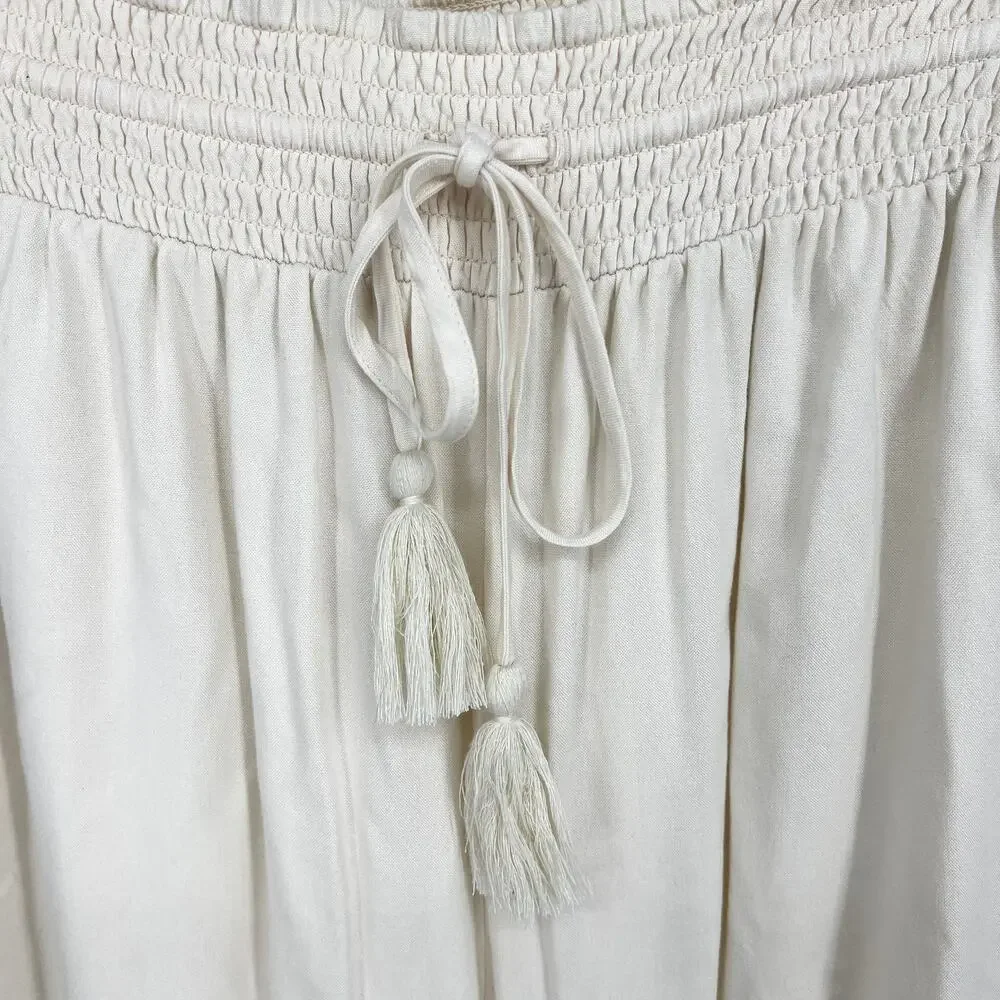 American Eagle Festival Beach Crochet Drawstring Cropped Pants Size L **READ**